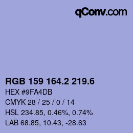 カラーコード: RGB 159 164.2 219.6 | qconv.com