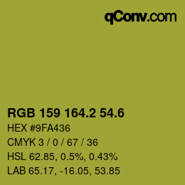 カラーコード: RGB 159 164.2 54.6 | qconv.com