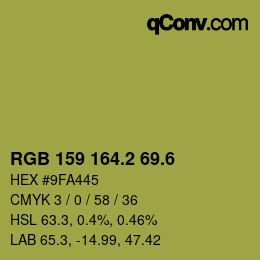 カラーコード: RGB 159 164.2 69.6 | qconv.com