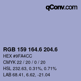 カラーコード: RGB 159 164.6 204.6 | qconv.com