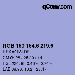 カラーコード: RGB 159 164.6 219.6 | qconv.com