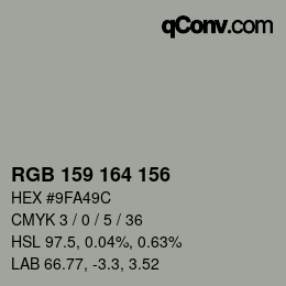 Color code: RGB 159 164 156 | qconv.com