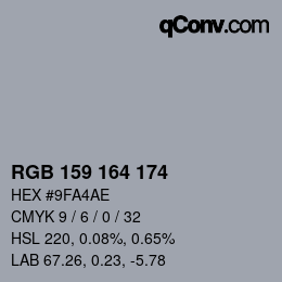 カラーコード: RGB 159 164 174 | qconv.com