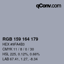 颜色代码: RGB 159 164 179 | qconv.com