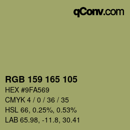 カラーコード: RGB 159 165 105 | qconv.com