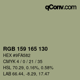 カラーコード: RGB 159 165 130 | qconv.com