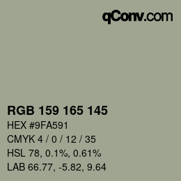 Color code: RGB 159 165 145 | qconv.com