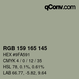 カラーコード: RGB 159 165 145 | qconv.com