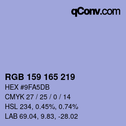 Color code: RGB 159 165 219 | qconv.com