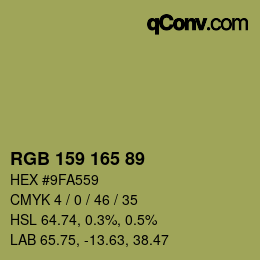 カラーコード: RGB 159 165 89 | qconv.com