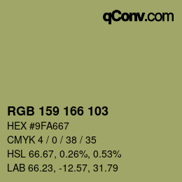 カラーコード: RGB 159 166 103 | qconv.com