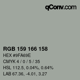 Color code: RGB 159 166 158 | qconv.com