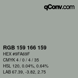 Color code: RGB 159 166 159 | qconv.com