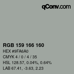 Color code: RGB 159 166 160 | qconv.com