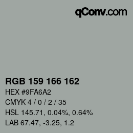 Color code: RGB 159 166 162 | qconv.com