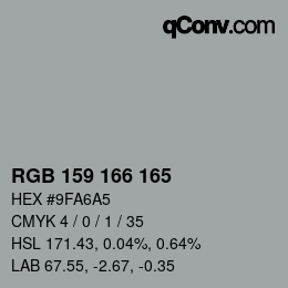 Código de color: RGB 159 166 165 | qconv.com