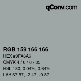 Color code: RGB 159 166 166 | qconv.com