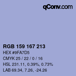 Color code: RGB 159 167 213 | qconv.com