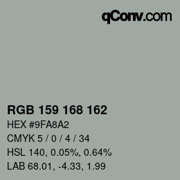 Farbcode: RGB 159 168 162 | qconv.com