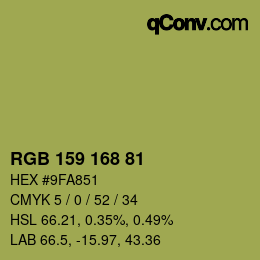 カラーコード: RGB 159 168 81 | qconv.com