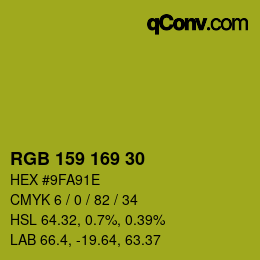 Color code: RGB 159 169 30 | qconv.com