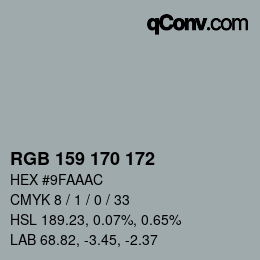 カラーコード: RGB 159 170 172 | qconv.com