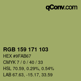 颜色代码: RGB 159 171 103 | qconv.com