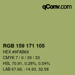颜色代码: RGB 159 171 105 | qconv.com