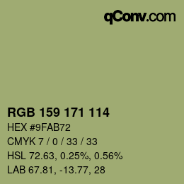 Color code: RGB 159 171 114 | qconv.com