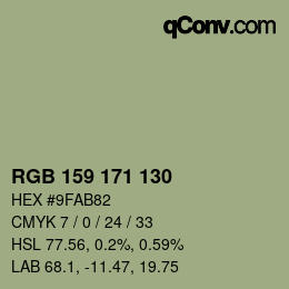 颜色代码: RGB 159 171 130 | qconv.com