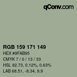 Color code: RGB 159 171 149 | qconv.com