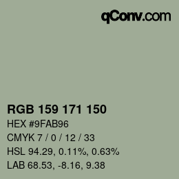 颜色代码: RGB 159 171 150 | qconv.com