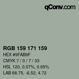 Color code: RGB 159 171 159 | qconv.com