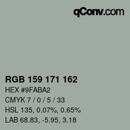 カラーコード: RGB 159 171 162 | qconv.com