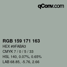 Color code: RGB 159 171 163 | qconv.com