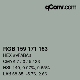 カラーコード: RGB 159 171 163 | qconv.com