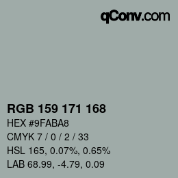 Color code: RGB 159 171 168 | qconv.com