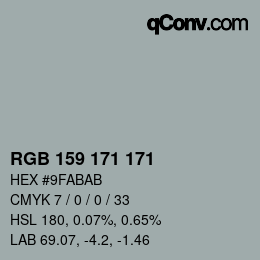 カラーコード: RGB 159 171 171 | qconv.com