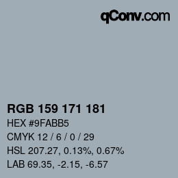 Color code: RGB 159 171 181 | qconv.com