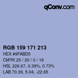 Color code: RGB 159 171 213 | qconv.com