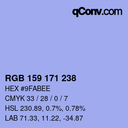Color code: RGB 159 171 238 | qconv.com