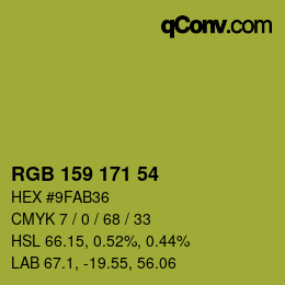 Color code: RGB 159 171 54 | qconv.com