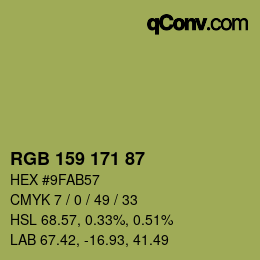 Color code: RGB 159 171 87 | qconv.com