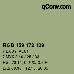 颜色代码: RGB 159 172 129 | qconv.com