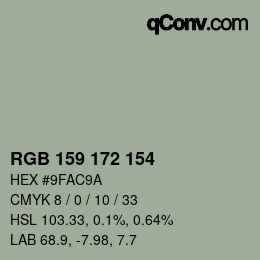 颜色代码: RGB 159 172 154 | qconv.com