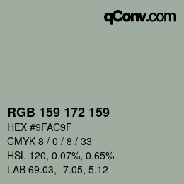 Color code: RGB 159 172 159 | qconv.com