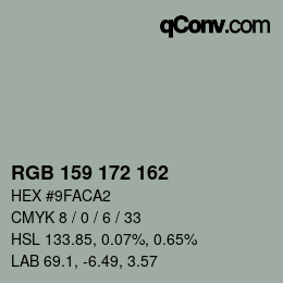 Color code: RGB 159 172 162 | qconv.com
