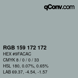 颜色代码: RGB 159 172 172 | qconv.com