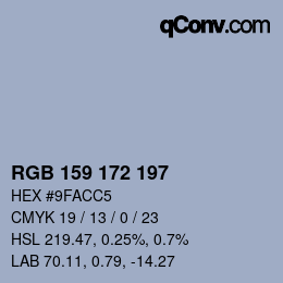 カラーコード: RGB 159 172 197 | qconv.com