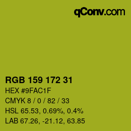 Color code: RGB 159 172 31 | qconv.com